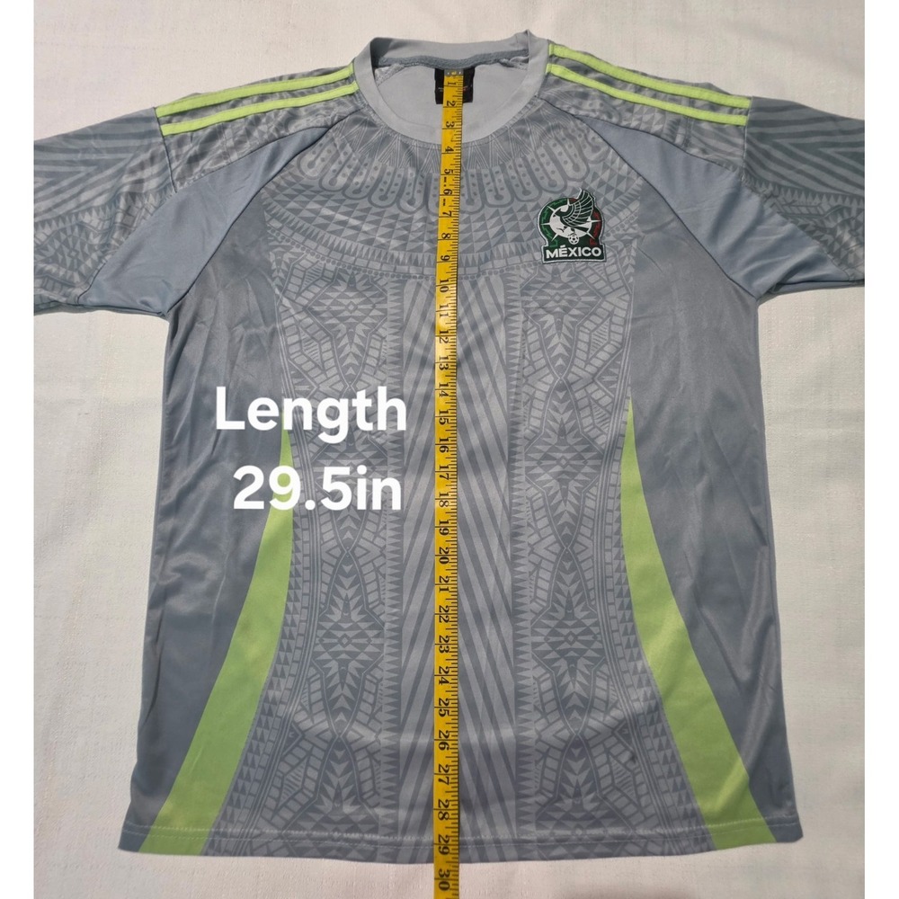 Mexico Futbol Soccer Jersey, Gray and Neon Aztec Print, Size L. Lada - Picture 5 of 7